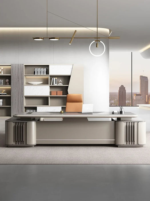 desk Simple, modern, light and luxurious office, paint baking, large shift , office  and chair combination