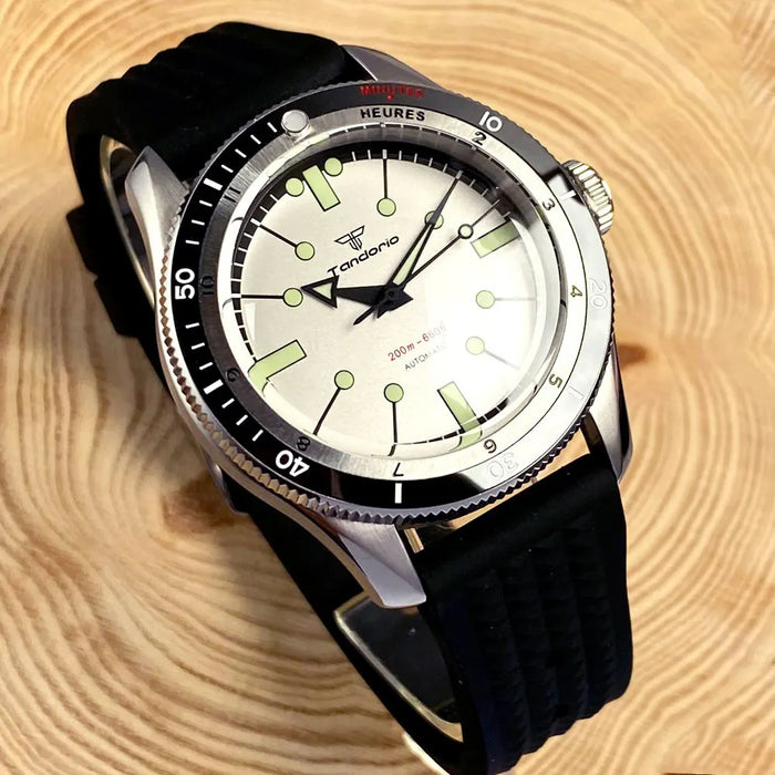 40mm Tandorio Diver Watch for Men Japan NH35 PT5000 Movt Dome Sapphire 120clicks Bezel No Date Automatic Clock