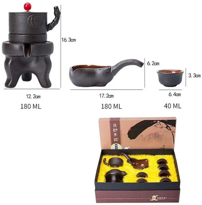 ceramic tea set Dehua Ceramic Tea Set, Black Pottery Kung Fu Tea Set Chinese Retro Lazy Tea Set Complete Set of Teapot Tea Cup