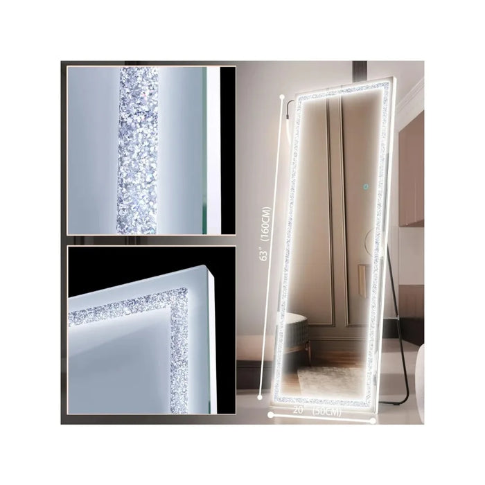 Mirror with Star Pattern Light -Stand up Mirror, Wall Mounted Hanging Mirror, Bedroom Mirror with Dimming & 3 Color Modes