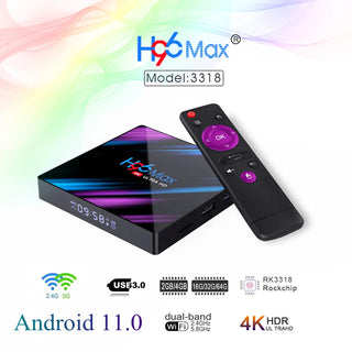 H96 MAX Smart TV Box Android 11 4G 64GB 32G 4K Google Voice Control Assista Wifi BT Media Player H96MAX RK3318 Set Top Box 16GB