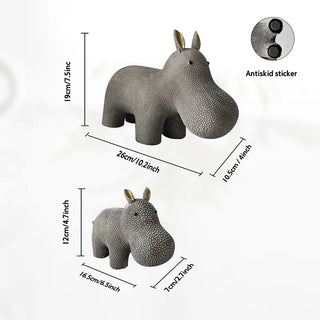 Resin Hippo Father and Son Set Ornament for Home Decorative Sculpture Statue of Living Room Office Bedroom