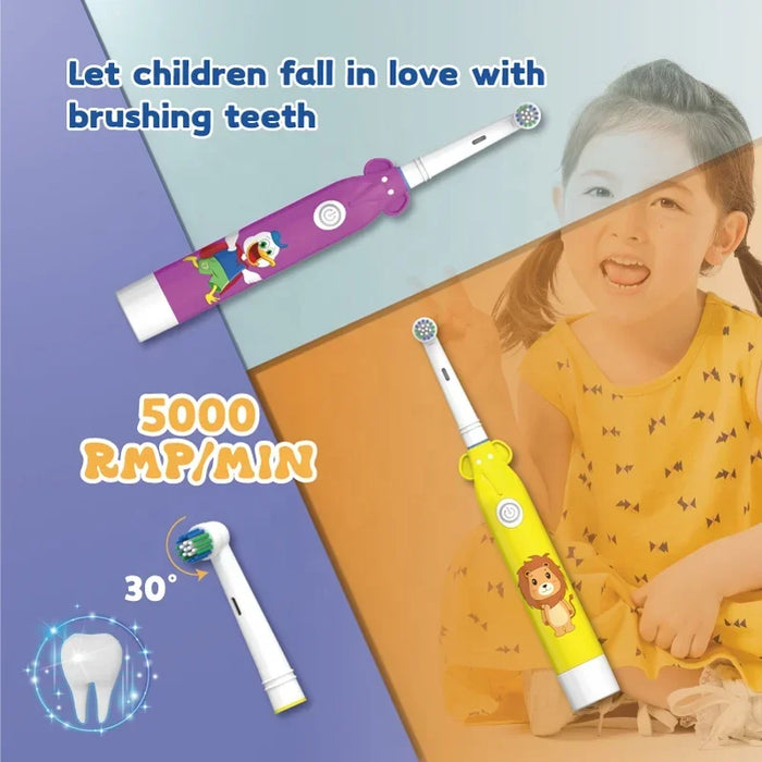 2 Min Smart Timer Electric Toothbrush For Children 5000rpm Power Toothbrush With 2 Replacement Head