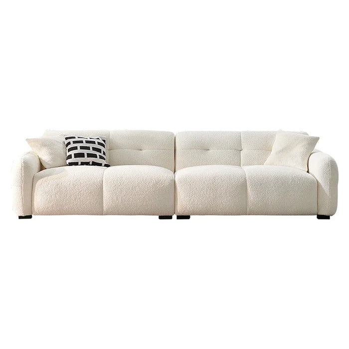 French cream sofa Nordic simple straight row living room size family lamb velvet cloud bread fabric sofa