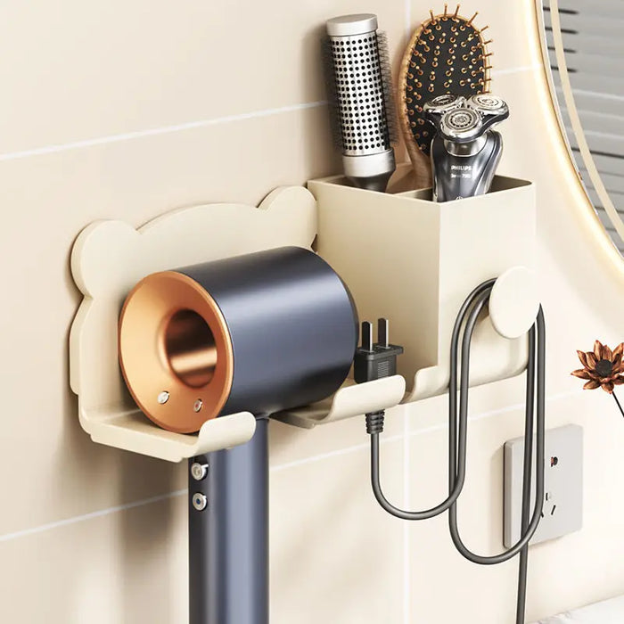 High Appearance Level Hair Dryer Storage Rack Bathroom Supplies Perforation-free Wall Hanging Electric Air Blower Storage Holder