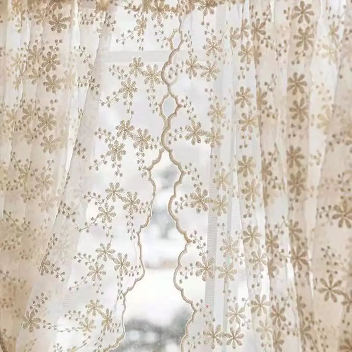 Curtain Embroidery Screen Window Lace Curtain Bedroom Bay Window Door Curtain Partition Romantic Pastoral Curtain