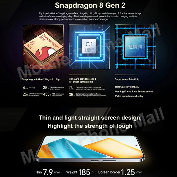 Original Honor 90 GT 5G 6.7" 120Hz AMOLED Screen Snapdragon 8 Gen 2 Camera 50MP Battery 5000mAh NFC Google Play Smartphone