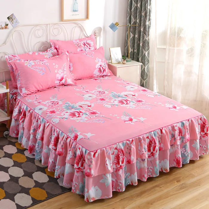 Luxury Linen Sheet Home Bedding Decoration Machine Double Bedspread Mattress Cover Home Pillowcase Bedding Set Bedsheet