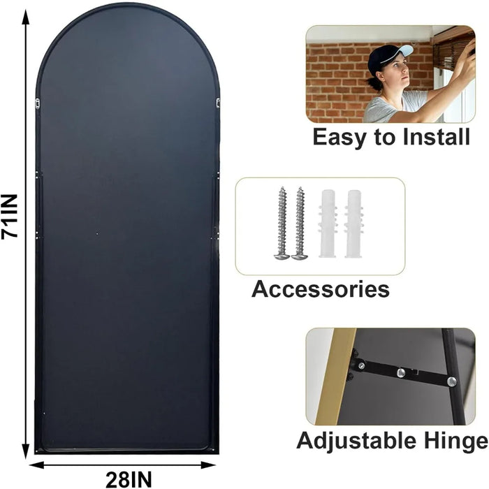 28" x 71" Full Length Mirror - Aluminum Alloy Frame Full Body Mirror - Black Extra Large Floor Mirrors for Bedroom, Living Room