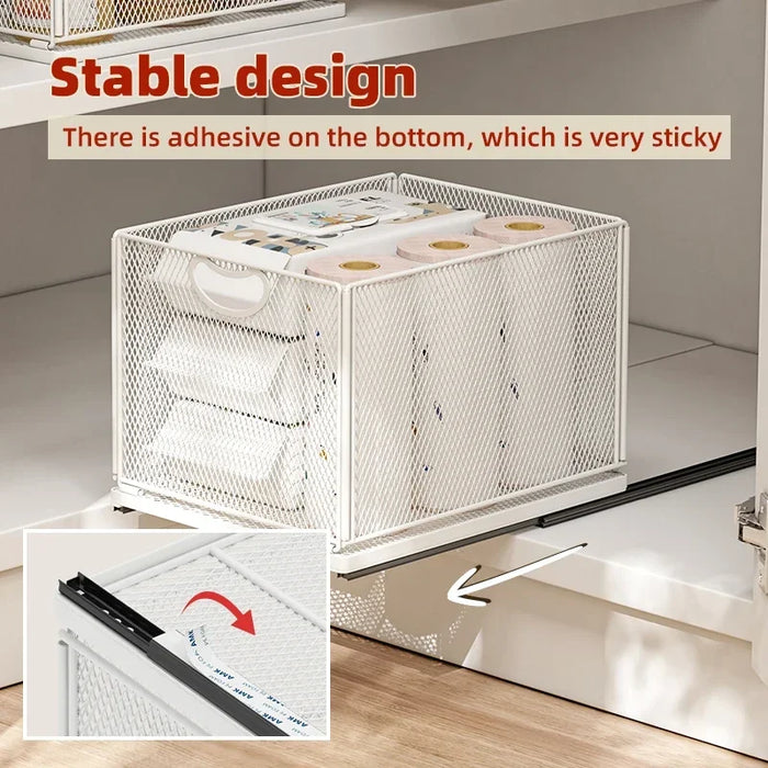 Creative Kitchen Storage Drawer Cabinet Pull Out Basket with Rail Multifunction Bottle Can Jar Organizer Household Supplies New