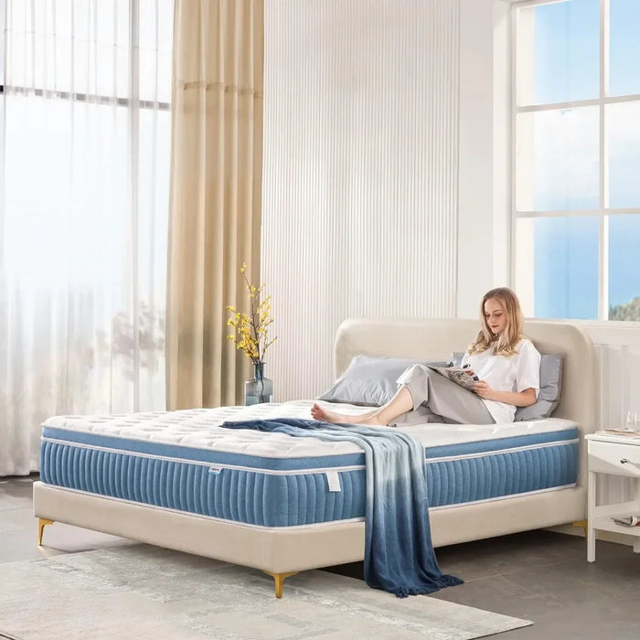 Queen Mattress, 14 Inch, Gel Foam Mattress, Coils Innerspring Mattress, Support & Pressure Relief, Medium Firm Free Shipping