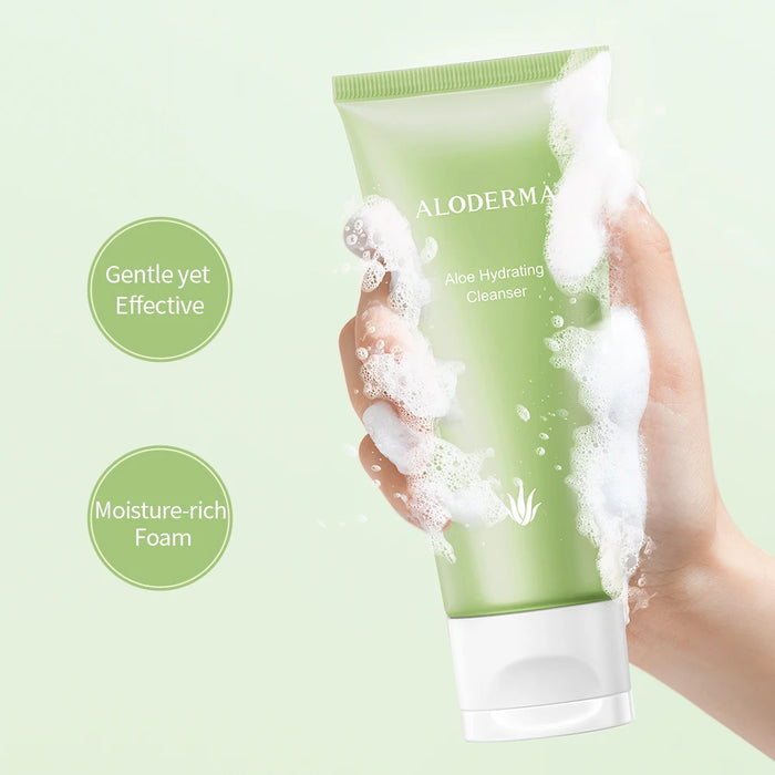 ALODERMA Fresh Aloe Vera Hydrating Cleanser Moisturizing Facial Lotion Face Wash Gel Deep Cleaning Face Foam Skin Care 100g