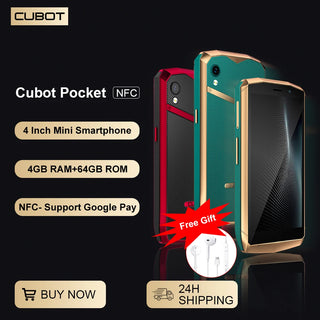 Cubot Pocket, 4 Inch Mini Phone, Android Smartphone, NFC, 4GB RAM, 64GB ROM (128GB extended), 16MP Camera, Dual SIM Dual 4G