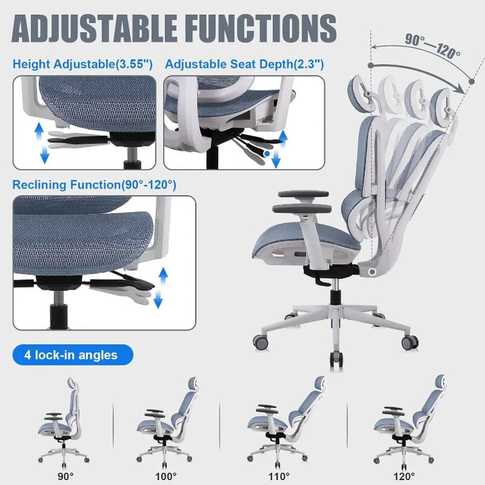 Ergonomic Office Chair with Lumbar Support, High Back Home Office Chairs with Adjustable Seat Depth, 3D Armrests