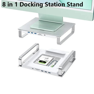 8 in 1 USB C Docking Station for IMac with The Dual HDD Support M.2 NVMe/NGFF 2.5 SATA HDD for Mac Mini Hub Monitor Stand Holder