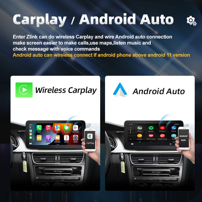 COIKA Android 12 System Car Screen Player For Audi A4 B8 A5 2009-2017 GPS Navi Multimedia Stereo 8+128GB RAM WIFI Google Carplay