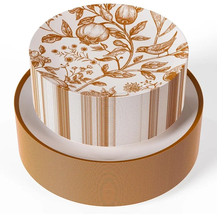 40 Piece Plastic Disposable Plates Set For 20 Guests I 20 X 8 Inch Dessert Plates & 20 X 10 Inch Disposable Plastic Plates