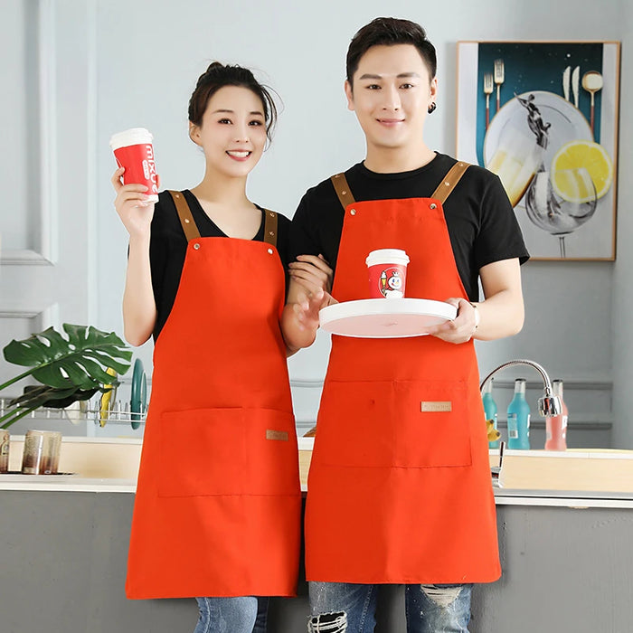 Apron Canvas Water and Oil Proof Apron Modern Simplicity Household Cleaning Tools Work Cook Kitchen Server Work Sleeveless Apron