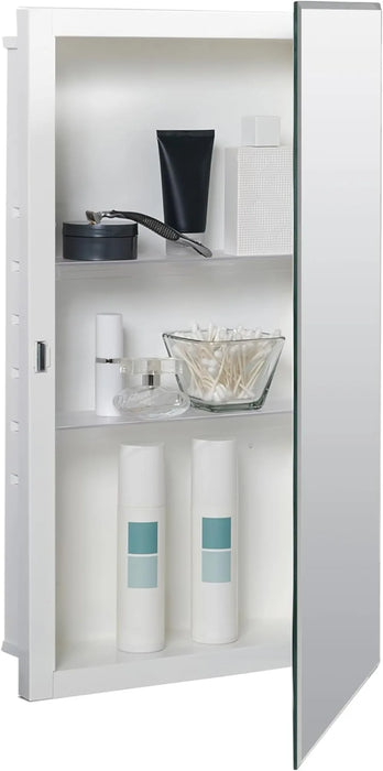 Frameless Mirror Medicine Cabinet, 16" W x 26" H, Made for Recessed or Surface Mount, Powder Coated Steel Body, with Beveled