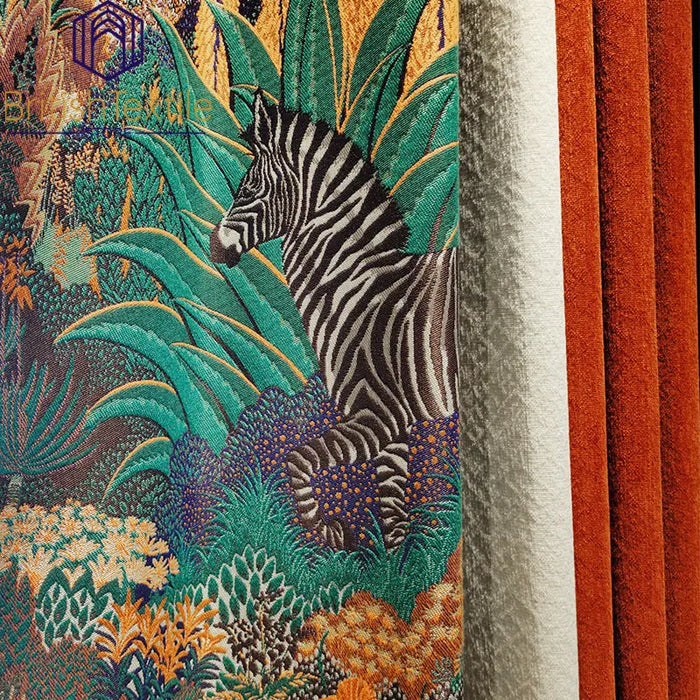 Modern Orange Zebra Splicing Curtains for Living Room Luxury High Shading Jacquard Curtains for Bedroonm Window Drape Custom