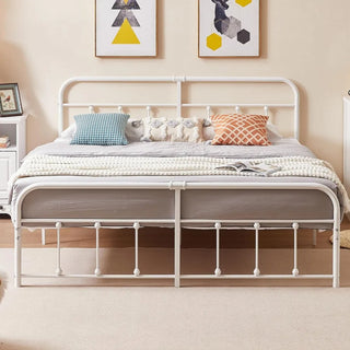 King Size Victorian Style Metal Bed Frame with Headboard Classic Metal Platform Bed Frame Mattress with Victorian