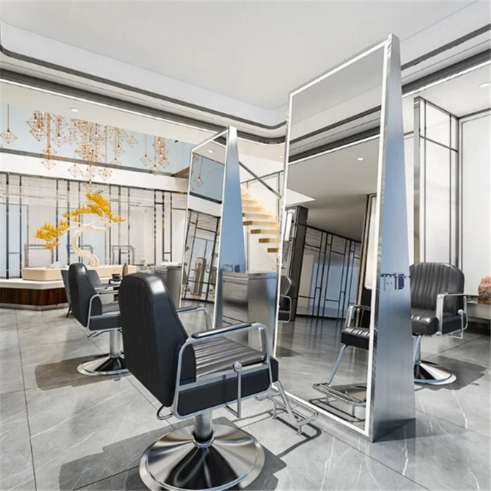 Internet Celebrity Barber Shop Single And Double-sided Mirror,Hair Salon Dedicated Wall-mounted Hairdressing Mirror With Lamp