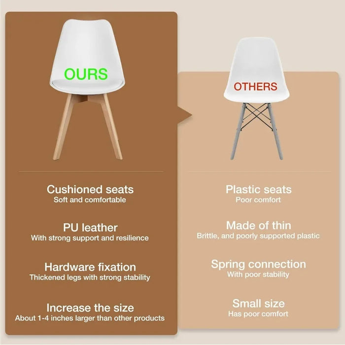 Dining Chairs Set of 4 Mid-Century Modern Dinning Chairs, Living Room Bedroom Outdoor Lounge Chair PU Leather Cushion