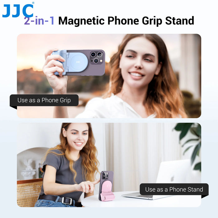 JJC Magnetic Snapgrip Phone Hand Grip Magsafe Handheld Bluetooth Remote Control Handle Shutter Phone Tripod Mount for Vlog