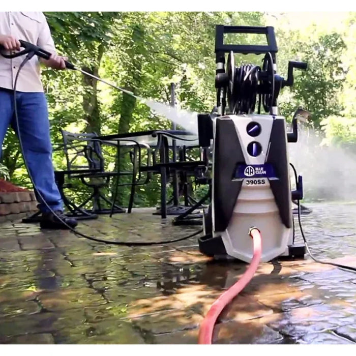 AR Blue Clean AR390SS Electric Pressure Washer-2000 PSI, 1.4 GPM, 14 Amps Quick Connect Accessories, Integrated Design, On Board