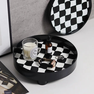 Nordic style checkerboard storage plate Fruit tray Cup perfume jewelry sundries desktop decoration tray
