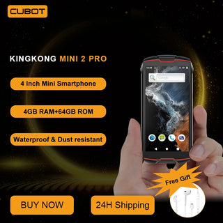 Cubot KingKong MINI 2 Pro, 4-Inch Waterproof Mini Smartphone, 4GB+64GB (128GB Extended), Dual SIM 4G, GPS, Face ID, Rugged Phone
