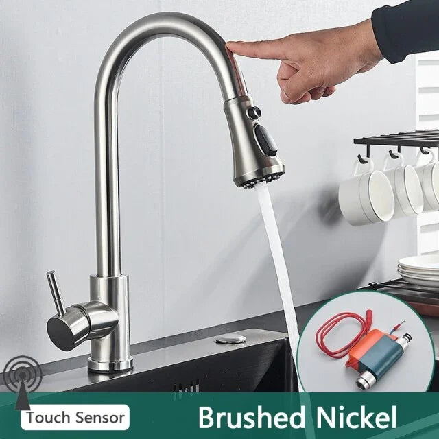 Smart Touch Stainless Steel Kitchen Sink Tap Pull Out Kitchen Sink Faucet Automatic Sensor Faucet