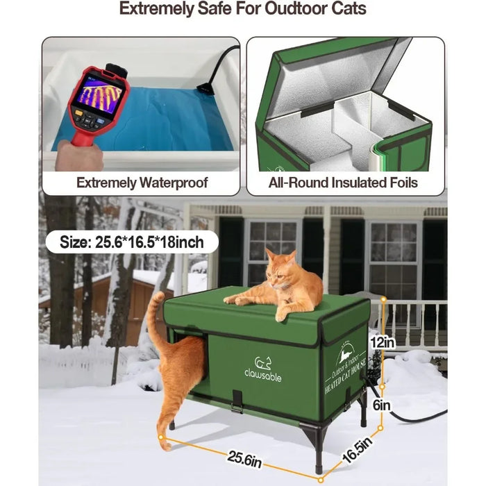 Extremely Waterproof Accessories for Cats House Large Cuboid) Indestructible Heated Cat House for Outdoor Cats in Winter Bed Pet