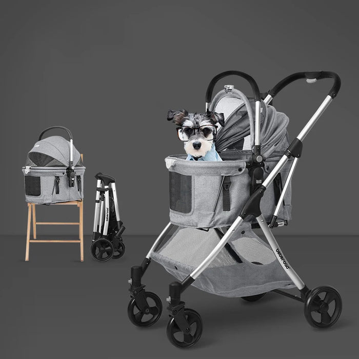 Amazon hot selling pet stroller travel folding carrier folding luxury 4 wheels pet dog stroller