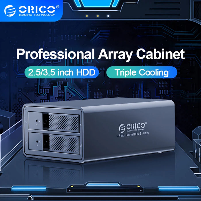 ORICO 2 Bay External HDD Docking Station With Dual Chip 150W Built-in Power Hard Drive Case For 2.5/3.5 Inch USB3.0 Hard Drive