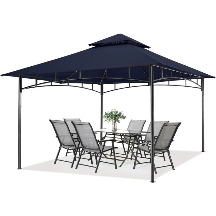 Outdoor Shadow Awning Outdoor Garden Gazebo for Patios with Stable Steel Frame(11x11 Navy Blue) Canopy Tent Waterproof Decor