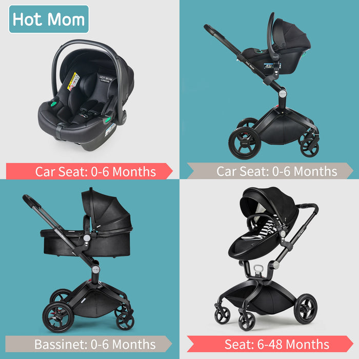 Hot Mom 3 in 1 Baby Pushchair, Baby Stroller,High Landscape Stroller For Newborn Baby,Multiple Accessories,Model F22