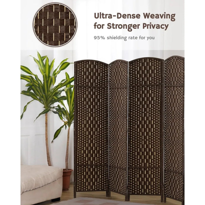 Room Divider 4 Panel Room Divider Wall, 6ft Tall Divider for Room Separation, Folding Privacy Screen Panel, Chestnut Brown