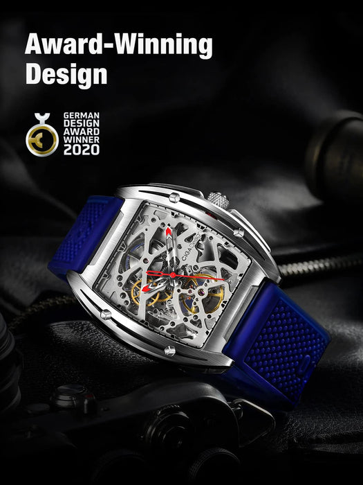 CIGA Design Skeleton Automatic Watch for Men Z Series Mechanical Wristwatches 316L Stainless Steel Silicone Leather Two Straps