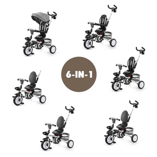 6-In-1 Kids Baby Stroller Tricycle Detachable Learning Toy Bike w/ Canopy