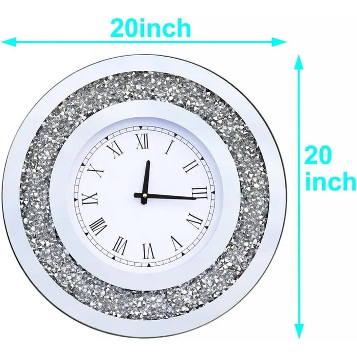 Wall Decororation Crystal Sparkling Diamond Mirror Large Wall Clock for Wall Decoration Living Room Decoration Home Decor Clocks