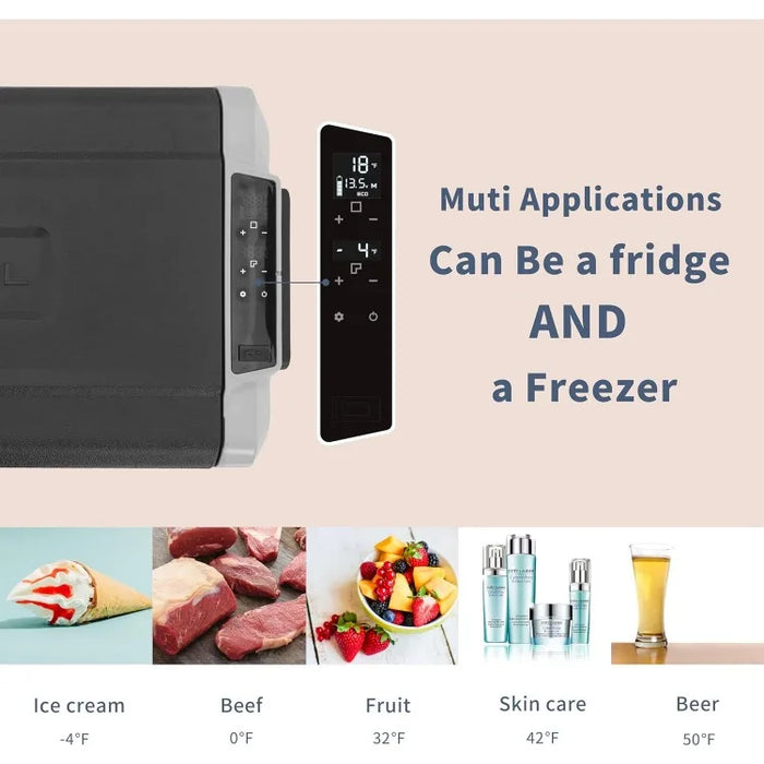 Temperature Control 12 Volt Refrigerator 53 Quart Portable Car Fridge Freezer (-4°F~68°F) for Truck, RV, Boat, Camping