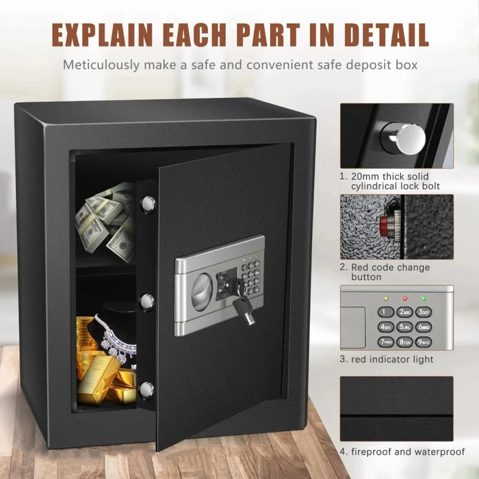 Digital Safe Lock, Mini Money Safe, Electronic Safe Box Steel Depository