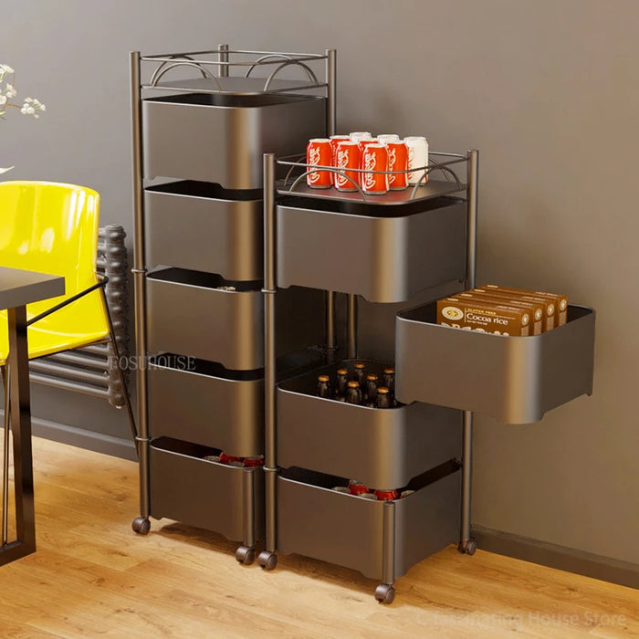 Modern Trolley Shelf for Kitchen Furniture Floor Multi-layer Snack Fruit Storage Shelf Household Storage Rack Kitchen Basket