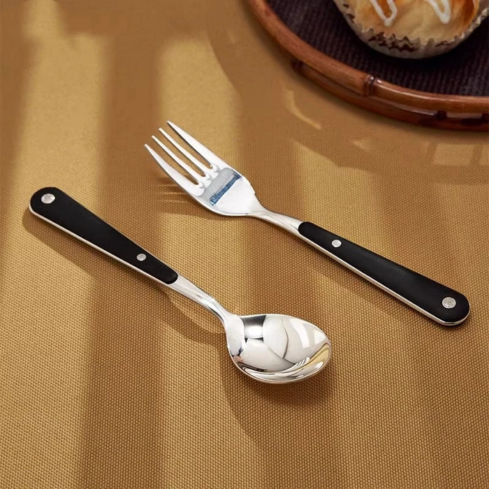 Pure Silver 99.9% Black Sandalwood Handle Anti scalding Fork Spoon Chinese Anti slip and Anti mold Practical Silver Tableware