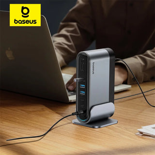 Baseus 17 in 1 Gen2 USB C HUB Dual 4K@60Hz HDMI-compatible DP USB 3.0 with Power Adapter Docking Station for MacBook Pro M1 M2