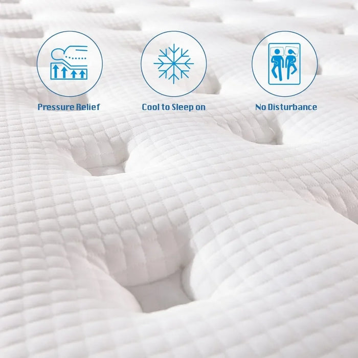 Queen Mattress, 14 Inch, Gel Foam Mattress, Coils Innerspring Mattress, Support & Pressure Relief, Medium Firm Free Shipping