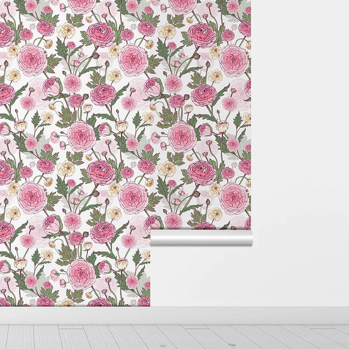 Elegant Pink Flowers PVC Peel And Stick Wallpaper Spring Floral Vinyl Furniture Cabinet Contact Paper Chic Room Decor Stickers