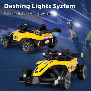 Babyjoy 12V Kids Ride on Car Electric Racing Truck Remote Control w/ MP3 & Lights Yellow