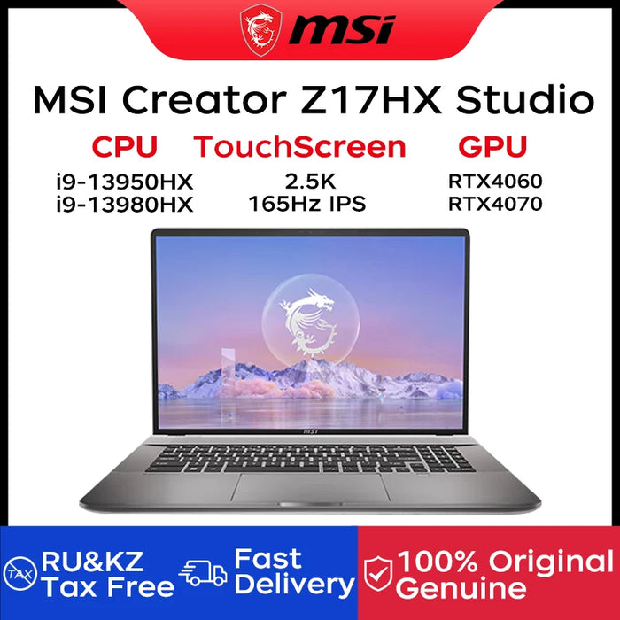 MSI Creator Z17HX Studio Laptop 17 Inch 2.5K 165Hz IPS TouchScreen Notebook i9-13980HX 32GB 2T RTX4070 Gaming Computer Ultrabook